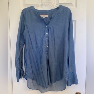 Ann Taylor Loft - Size Small - Blue Chambray Top - EUC